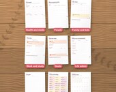 Nine more planner sections: health, people, family, work and study, goals, life admin, notes, stickers and the dated 2026-2027 calendar