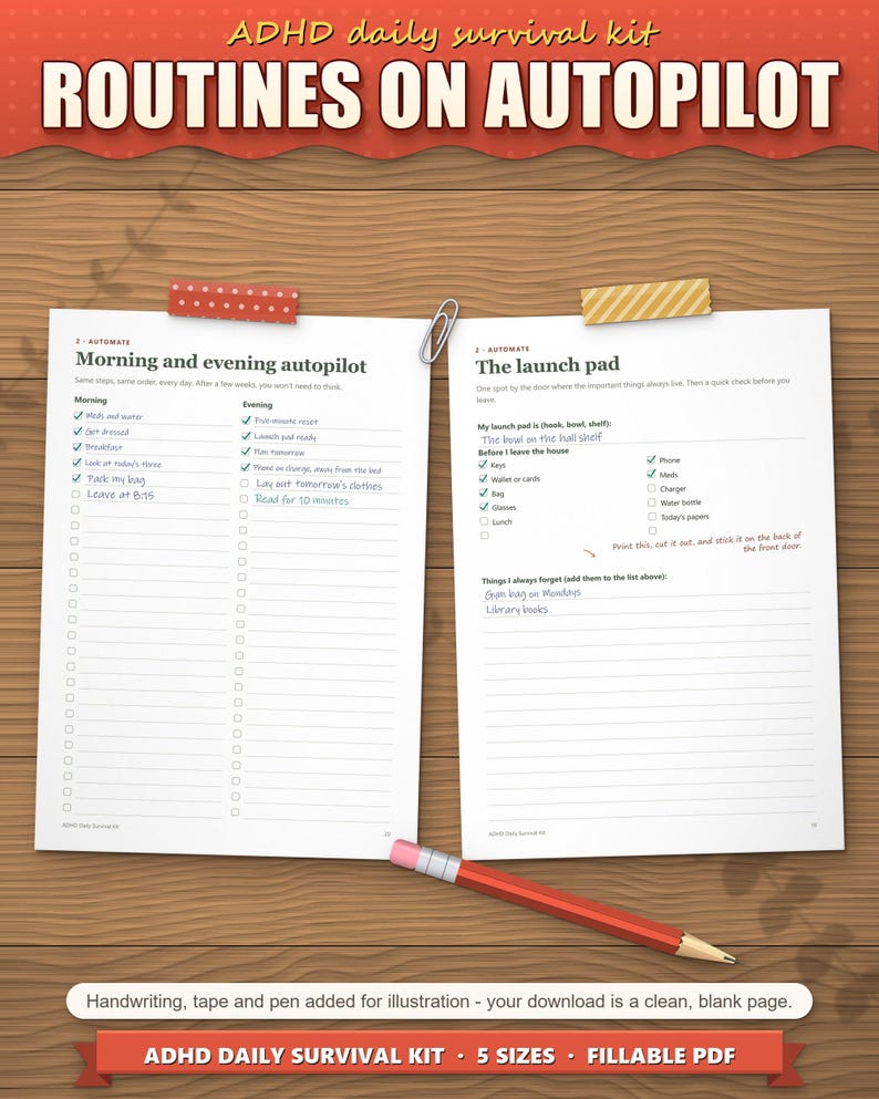 Morning and evening routines and the launch pad checklist for leaving the house
