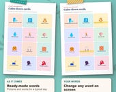 Change the words on screen, no Canva needed: calm-down cards as they come and with your child's own ideas typed in