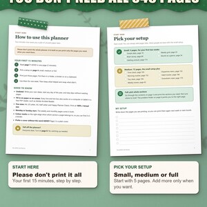 Start here page and pick your setup page: you don't need to print all 345 pages
