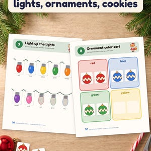 Printbaar kerstactiviteitenboek, 30 activiteiten voor peuters, kerstactiviteitenboek voor kinderen, activiteitenmap voor kleuters, kerstcountdown in PDF-formaat afbeelding 5