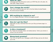 Frequently asked questions: what you get, typing into the PDF, no shipping, download, sharing