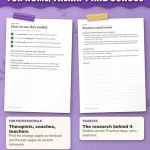 How to use the toolkit for therapists, coaches and teachers, and the sources page