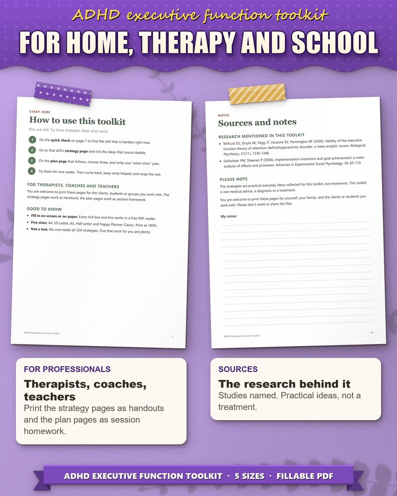 How to use the toolkit for therapists, coaches and teachers, and the sources page
