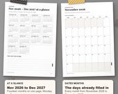 Dated calendar: November 2026 to December 2027 on one page, and a dated month page