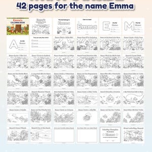 Personalized Coloring Book for Kids with Name, Custom Name Coloring Book PDF, Animal Coloring Pages, Dinosaur and Ocean, Kids Birthday Gift image 5