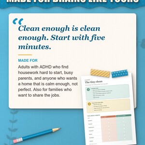 Who the cleaning planner is for: adults with ADHD, busy parents and families sharing the jobs