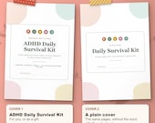 Two covers included: ADHD Daily Survival Kit cover and a plain cover without the word ADHD