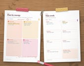 Plan by energy daily page and weekly page filled in by hand