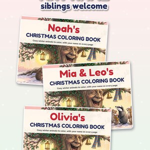 Libro para colorear navideño personalizado con el nombre del niño, páginas para colorear con nombre personalizado, regalo de Navidad para niños, detalle para el calcetín navideño, caja de Nochebuena imagen 6