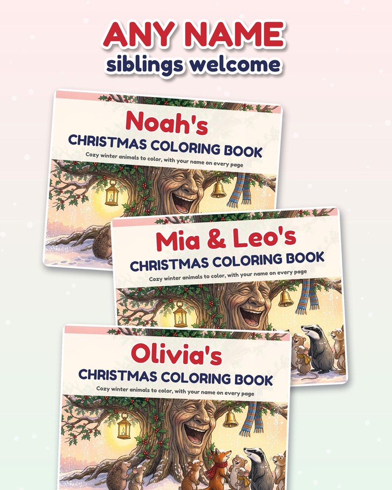 Libro para colorear navideño personalizado con el nombre del niño, páginas para colorear con nombre personalizado, regalo de Navidad para niños, detalle para el calcetín navideño, caja de Nochebuena imagen 6
