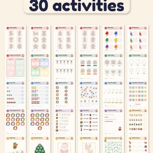 Printbaar kerstactiviteitenboek, 30 activiteiten voor peuters, kerstactiviteitenboek voor kinderen, activiteitenmap voor kleuters, kerstcountdown in PDF-formaat afbeelding 3