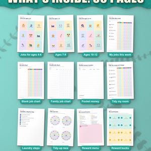 What's inside the kids chore charts: 12 of the 30 pages