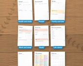 Nine more planner sections: health, people, family, work and study, goals, life admin, notes, stickers and the dated 2026-2027 calendar
