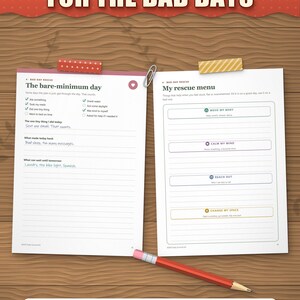 Bare-minimum day and rescue menu pages for bad ADHD days