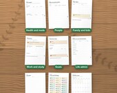 Nine more planner sections: health, people, family, work and study, goals, life admin, notes, stickers and the dated 2026-2027 calendar