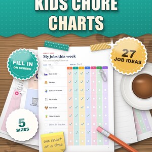 Chore Chart for Kids Printable, Editable Weekly Chore Chart with Pictures, Kids Responsibility Chart, Family Chore Chart, ADHD, PDF