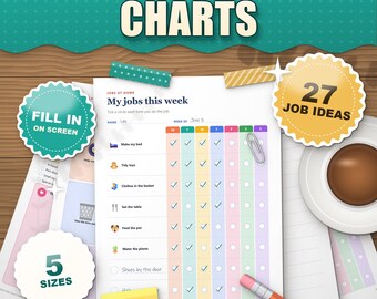 Chore Chart for Kids Printable, Editable Weekly Chore Chart with Pictures, Kids Responsibility Chart, Family Chore Chart, ADHD, PDF