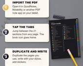 How the digital planner works: import the PDF, tap the tabs, duplicate and write