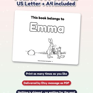 Libro para colorear navideño personalizado con el nombre del niño, páginas para colorear con nombre personalizado, regalo de Navidad para niños, detalle para el calcetín navideño, caja de Nochebuena imagen 10