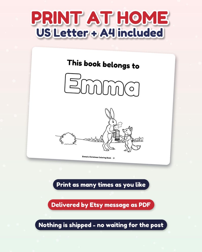Libro para colorear navideño personalizado con el nombre del niño, páginas para colorear con nombre personalizado, regalo de Navidad para niños, detalle para el calcetín navideño, caja de Nochebuena imagen 10