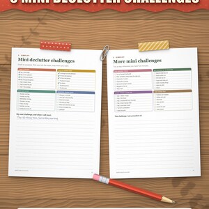 Eight mini declutter challenges: 7-day kitchen, 10-thing toss, one bag a day, paper blitz and more