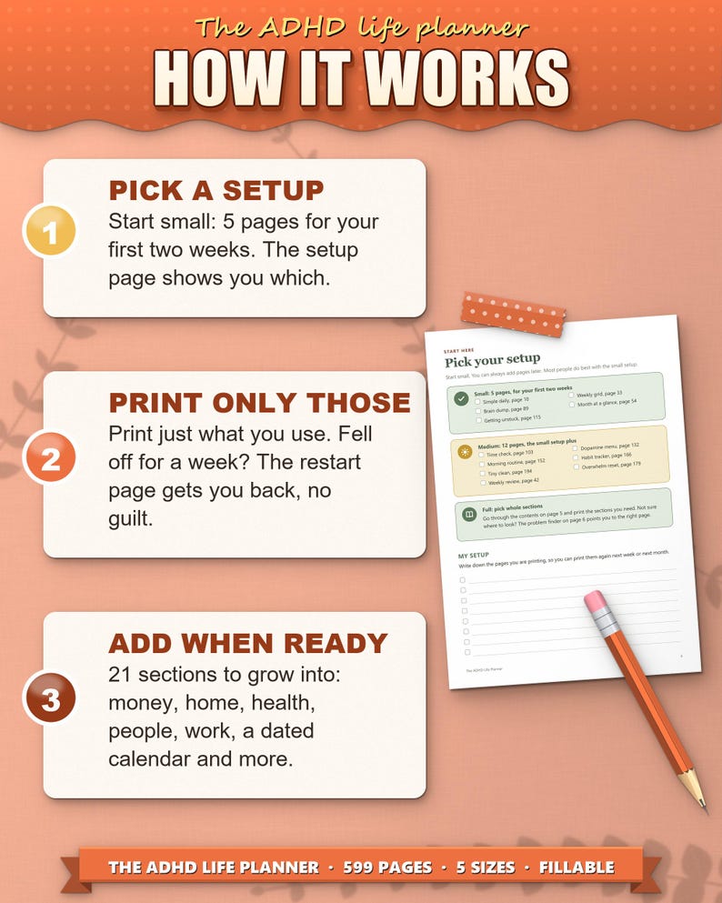 ADHD Planner 2026 2027 2028 Printable for Adults, Dated and Undated, 599 Page Fillable PDF, Daily Weekly Monthly Pages, Dopamine Menu image 12