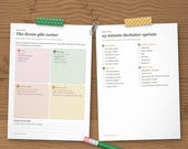 Doom pile sorter filled in by hand and 15-minute declutter sprints for low-energy days