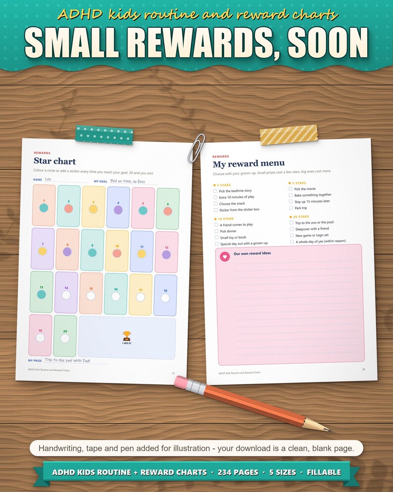 Star chart with coloured circles and a reward menu chosen together with the child