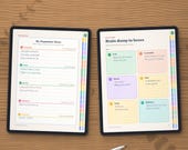 Dopamine menu and brain dump in boxes on tablets, filled in as an example