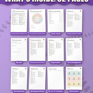 Fiches d'exercices sur les fonctions exécutives pour le TDAH, 324 stratégies pour adultes et adolescents, PDF à compléter, documents de thérapie et de coaching, outils de gestion du temps image 2