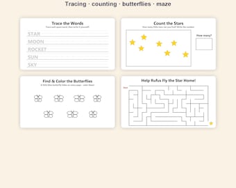 Rufus and the Little Lost Star Printable Activity Pack, Worksheets (Digital Download) Ages 5-7