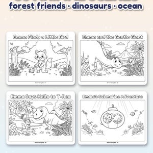 Personalized Coloring Book for Kids with Name, Custom Name Coloring Book PDF, Animal Coloring Pages, Dinosaur and Ocean, Kids Birthday Gift image 8