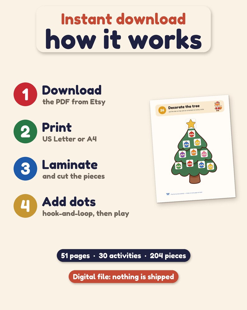 Printbaar kerstactiviteitenboek, 30 activiteiten voor peuters, kerstactiviteitenboek voor kinderen, activiteitenmap voor kleuters, kerstcountdown in PDF-formaat afbeelding 12