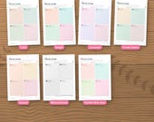 The planner in 7 colour editions: calm, bright, lavender, forest green, sunset, monochrome and sorbet. This listing is the sorbet edition; each colour is its own listing