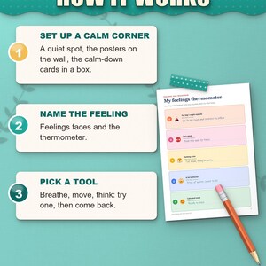 How it works: set up a calm corner, name the feeling, pick a tool