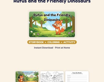 Rufus Friendly Dinosaurs Storybook Coloring Activity Pack (Ages 5-7) (Digital Download)
