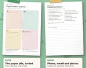 Paper clutter system and digital declutter checklist for phone, email and photos