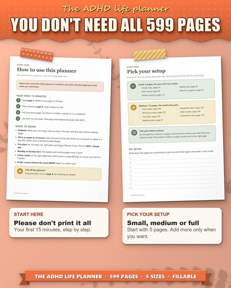 ADHD Planner 2026 2027 2028 Printable for Adults, Dated and Undated, 599 Page Fillable PDF, Daily Weekly Monthly Pages, Dopamine Menu image 9
