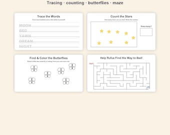 Goodnight, Rufus Printable Activity Pack, Worksheets (Digital Download) Ages 5-7