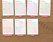 The planner in 7 colour editions: calm, bright, lavender, forest green, sunset, monochrome and sorbet. This listing is the sunset edition; each colour is its own listing