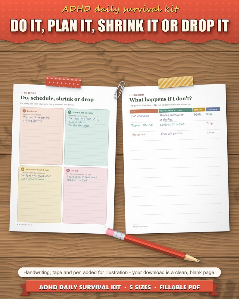 Do, schedule, shrink or drop and what happens if I don't, two pages for deciding what matters