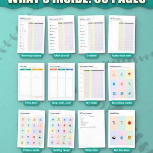 What's inside the kids routine charts: 12 of the 60 pages