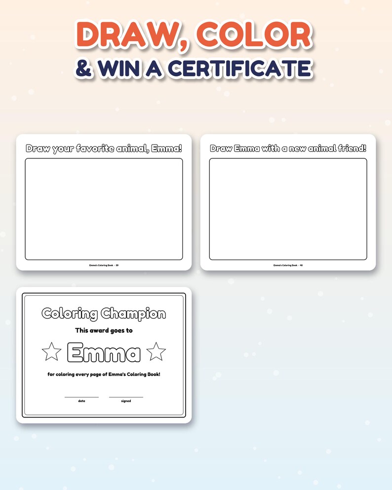 Personalized Coloring Book for Kids with Name, Custom Name Coloring Book PDF, Animal Coloring Pages, Dinosaur and Ocean, Kids Birthday Gift image 9