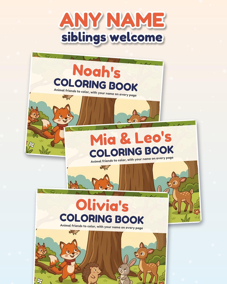 Personalized Coloring Book for Kids with Name, Custom Name Coloring Book PDF, Animal Coloring Pages, Dinosaur and Ocean, Kids Birthday Gift image 6