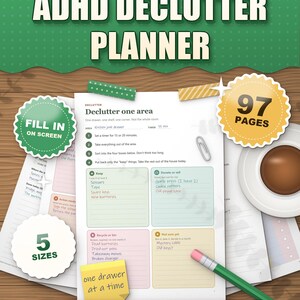 ADHD Declutter Planner Printable, Fillable Decluttering Checklist, 30 Day Declutter Challenge, Room by Room Checklists, Home Organization image 1