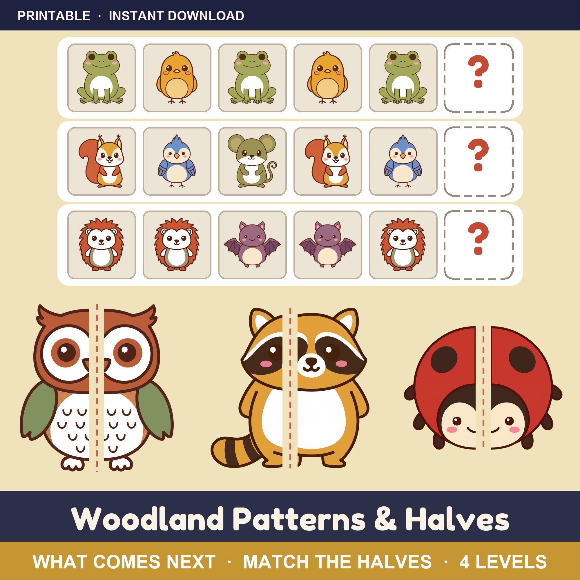 Woodland Animals Patterns and Halves