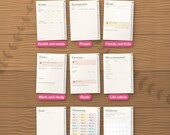 Nine more sections of the digital planner, including stickers and the dated calendar