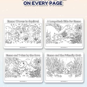 Personalized Coloring Book for Kids with Name, Custom Name Coloring Book PDF, Animal Coloring Pages, Dinosaur and Ocean, Kids Birthday Gift image 3