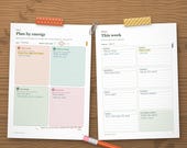 Plan by energy daily page and weekly page filled in by hand